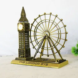 Paris Tourist Souvenirs Retro Metal London Big Ben Tower Photography Props Gifts London Ferris Wheel Building Model Home Decor
