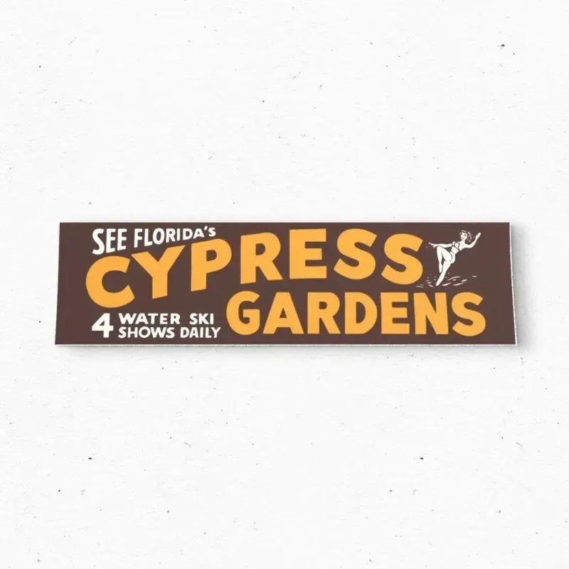 

Cypress Gardens FLORIDA Water Ski Bumper Sticker - Tourism USA Vintage Style 80s - Bumper Stickers - Car Stickers