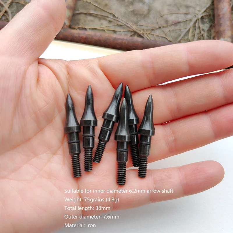 6pcs 60-100Grains Screws Arrowhead For I.D.6.2mm Arrow shaft Hunting Archery Compound Bow Target