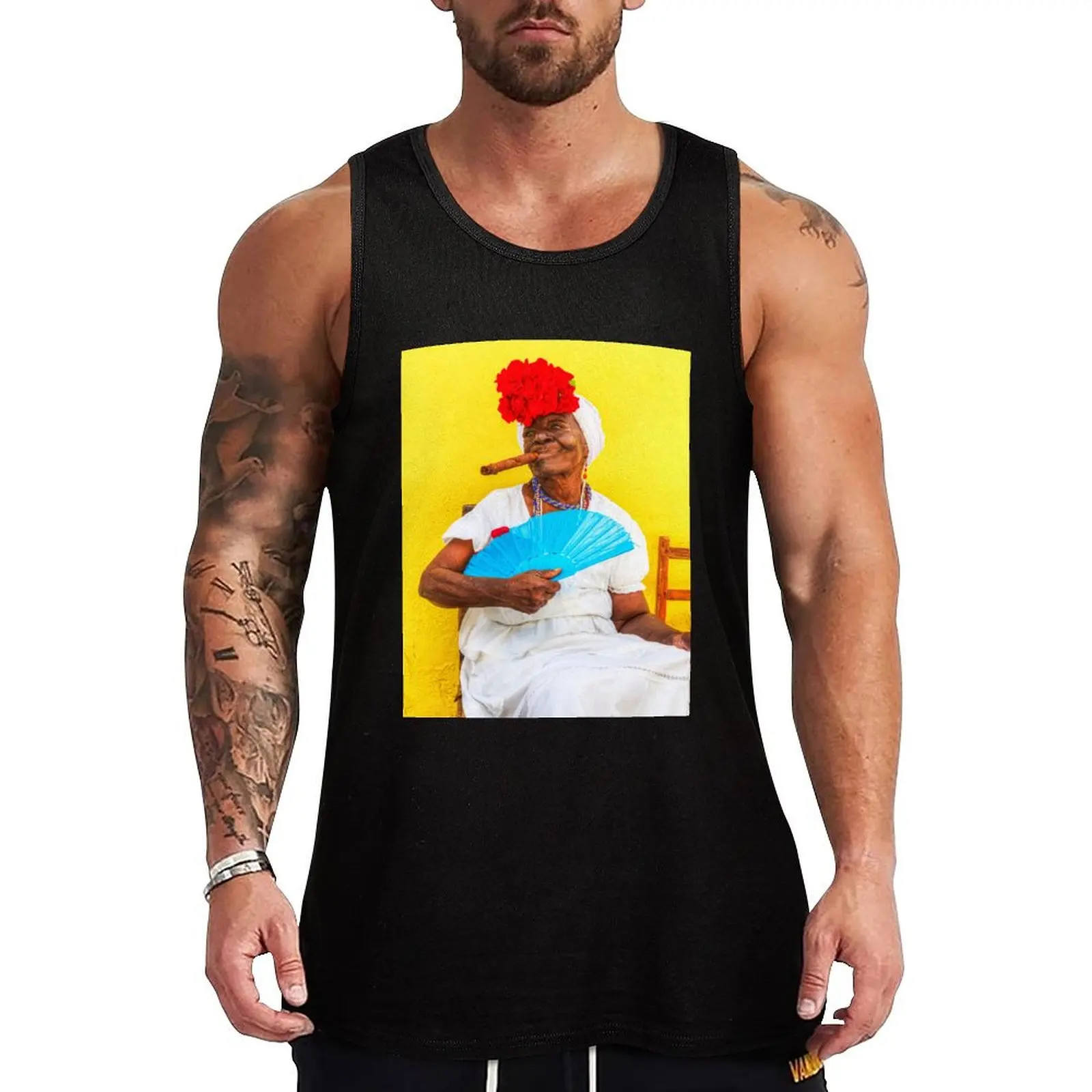 

Cuban Woman In Havana With Cigar Tank Top running shirt underwear gym clothing Men's clothing brands