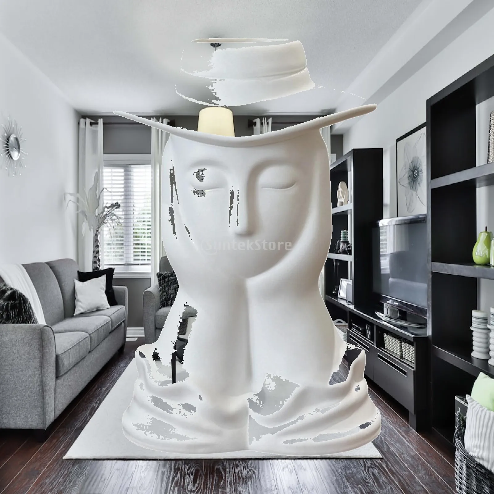 Resin Face Flower Vase White Modern Decorative Female Head Vase for Table Centerpiece and Room Decor