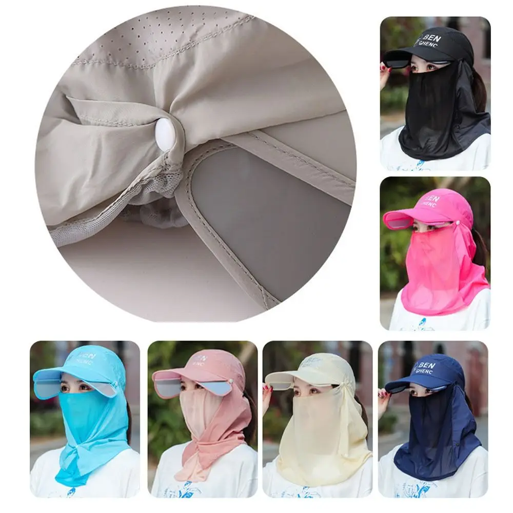 Protective Shield Women Sun Protection Cap Breathable UV Protection Sunscreen Ice Silk Cap Dust-proof Summer Outdoor Sports Hat