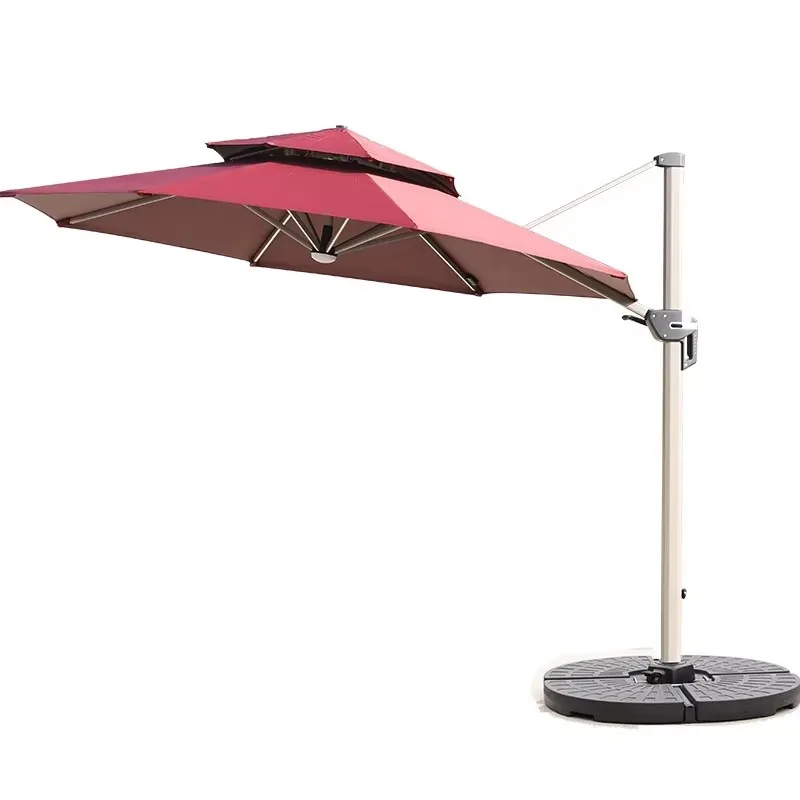 Modern Design Roman Parasol Large Square Outdoor LED Solar Umbrella for Garden Furniture Patio Umbrellas & Bases