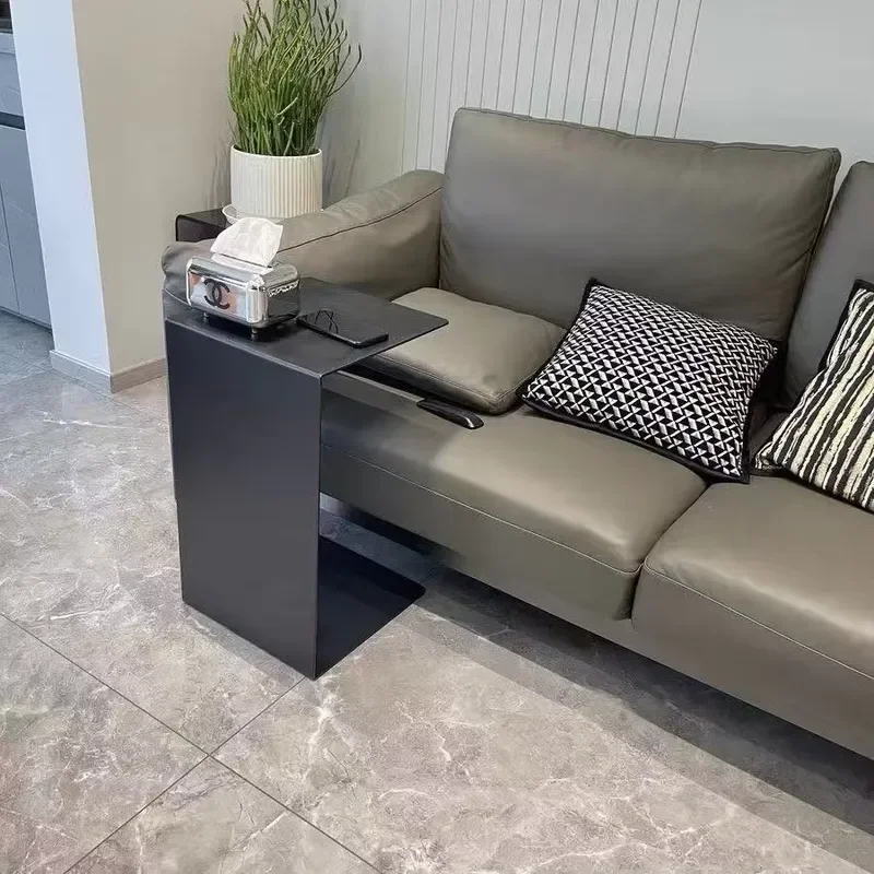 MODERN Convertible Italian-Style Minimalist Steel C-Shaped Movable Corner Sofa Bedside Coffee Tables Stylish Design