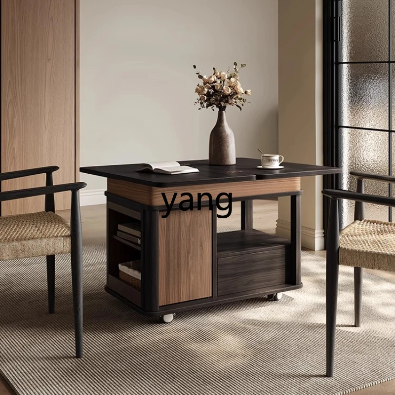 

yhm Multifunctional Folding Movable Small Cart Solid Wood Coffee Table