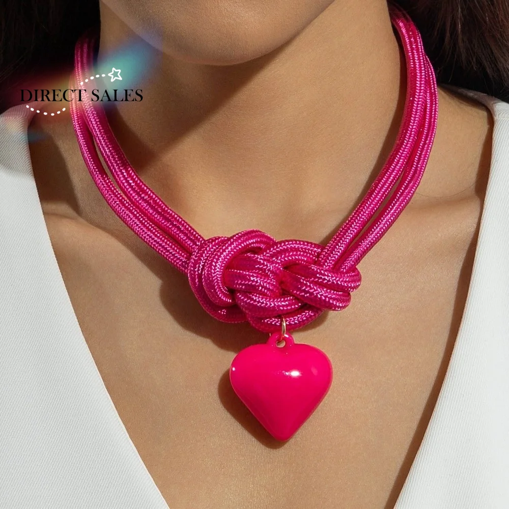 Exaggerated Bow Pearl Knotted Design Necklace Trendy Colorful Drawstring Pendant Leaves Starfish Scallops Chunky