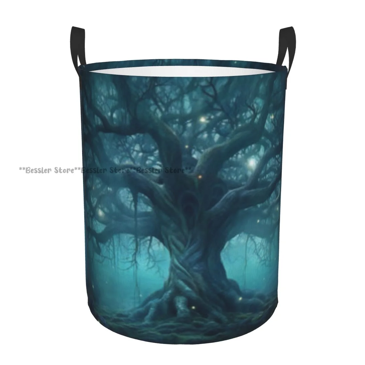 Fantasy Tree In The Dark Forest Waterproof Storage Bag Household Dirty Laundry Basket Folding Clothes Organizer