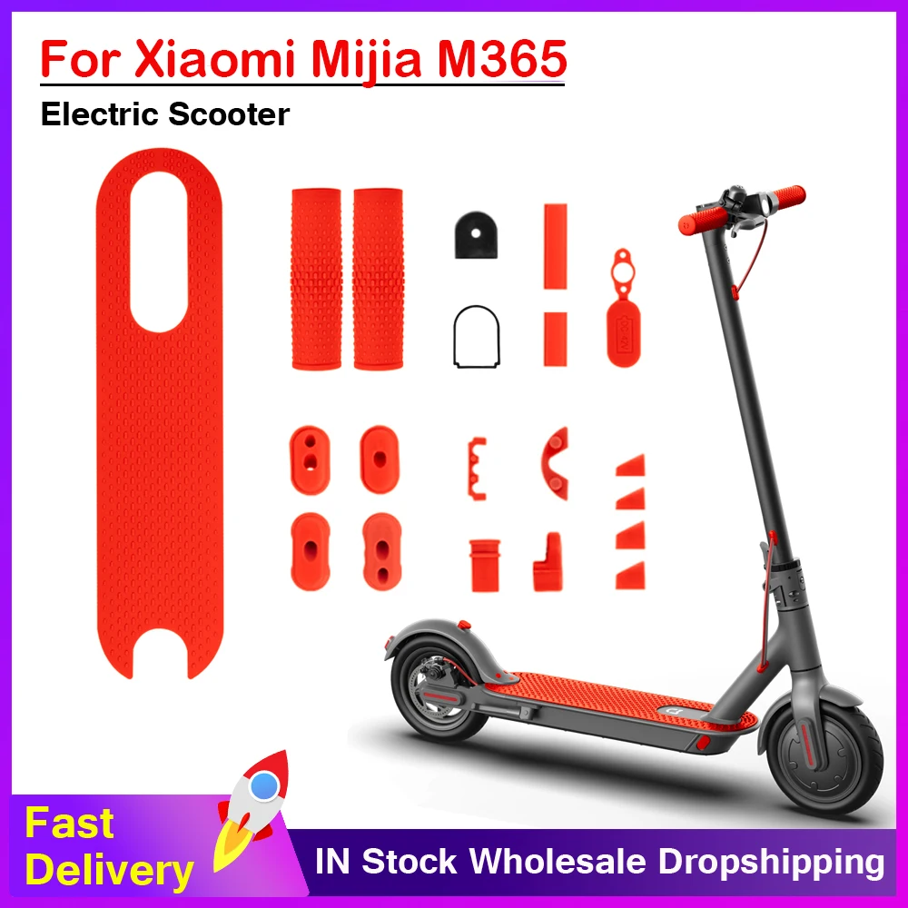 1 Set Silicone Foot Pad Charging Port Dust Plug for XIAOMI Mijia M365 Electric Scooter Rubber Case and Handlebar Grip Part