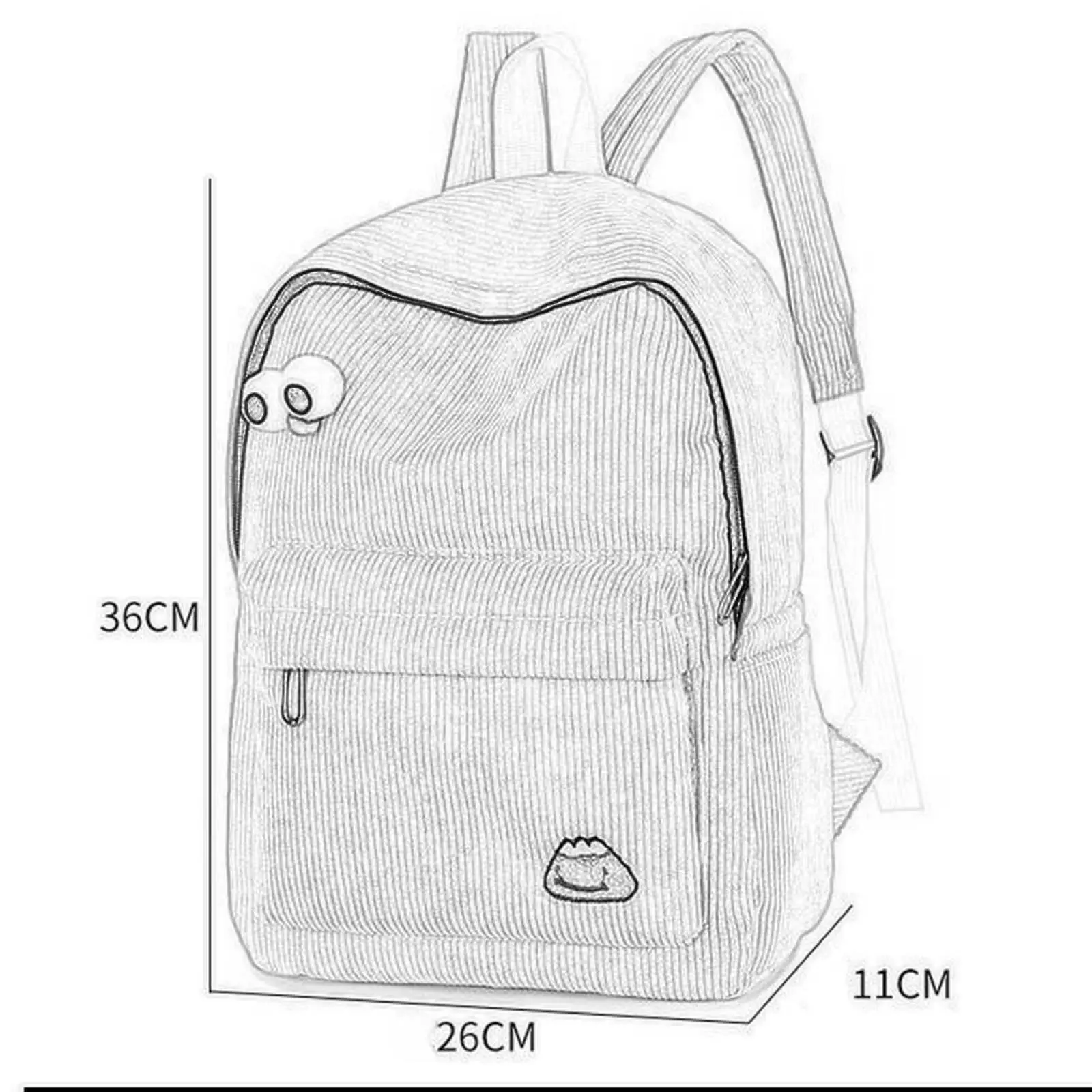 กระเป๋าเป้สะพายหลังผ้าคอร์ดดูรอย น้ำหนักเบา สำหรับใส่แล็ปท็อป เหมาะสำหรับผู้หญิง ผู้ชาย เดินทาง ช้อปปิ้ง