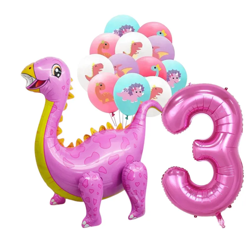 Décorations de fête d'anniversaire dinosaure – Bannière Happy et ensemble de ballons, kit d'arche de ballons en aluminium, décorations de gâteaux pour garçons et filles, fournitures de fête vert