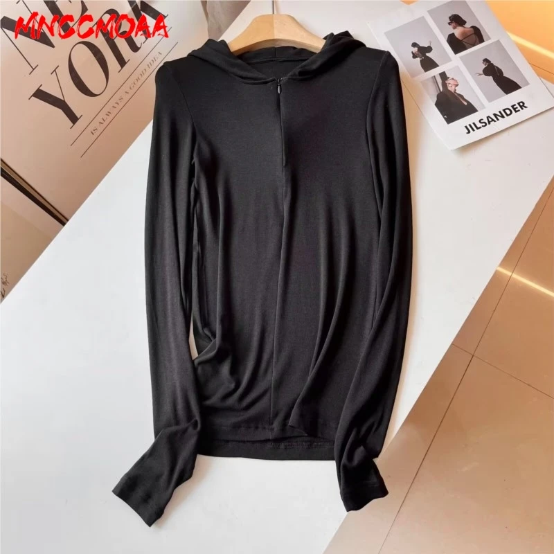 Hoodie Woman 2024 New Autumn Winter Female Casual Slim Solid Color Long Sleeve Hooded Outerwear Top