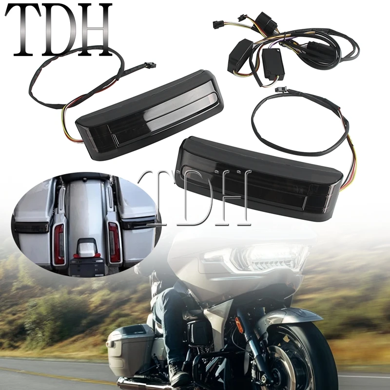

Motorcycle Turn Signals Luggage Saddlebag Rear Light Led Tail Lights Taillight Smoke Lens For Harley Touring Road Glide CVO 2024