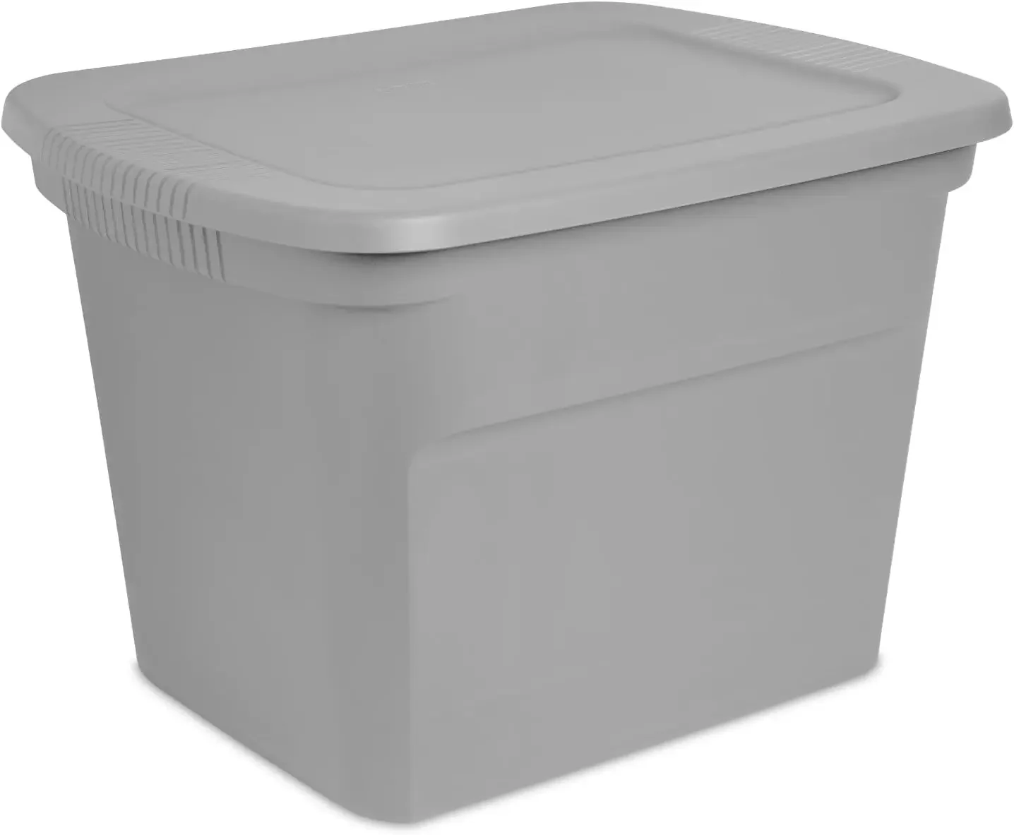 18 Gal Storage Tote, Stackable Bin with Lid, Plastic Container to Organize Clothes in Closet, Basement, Gray Base and Lid, 8-Pac