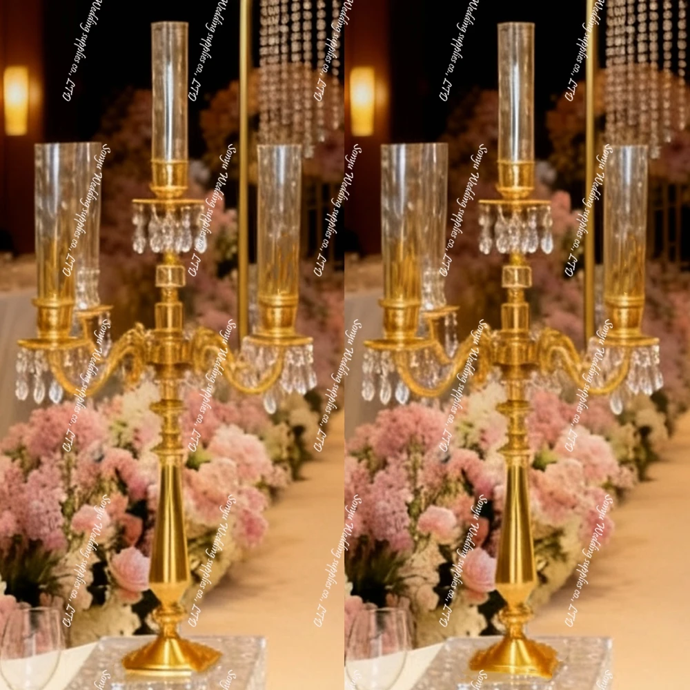 10pcs)H90cm) with transparent tube)Wedding Lamp Gold metal Center Pieces, Wedding Decor Candle Holders, Crystal Centerpiece for
