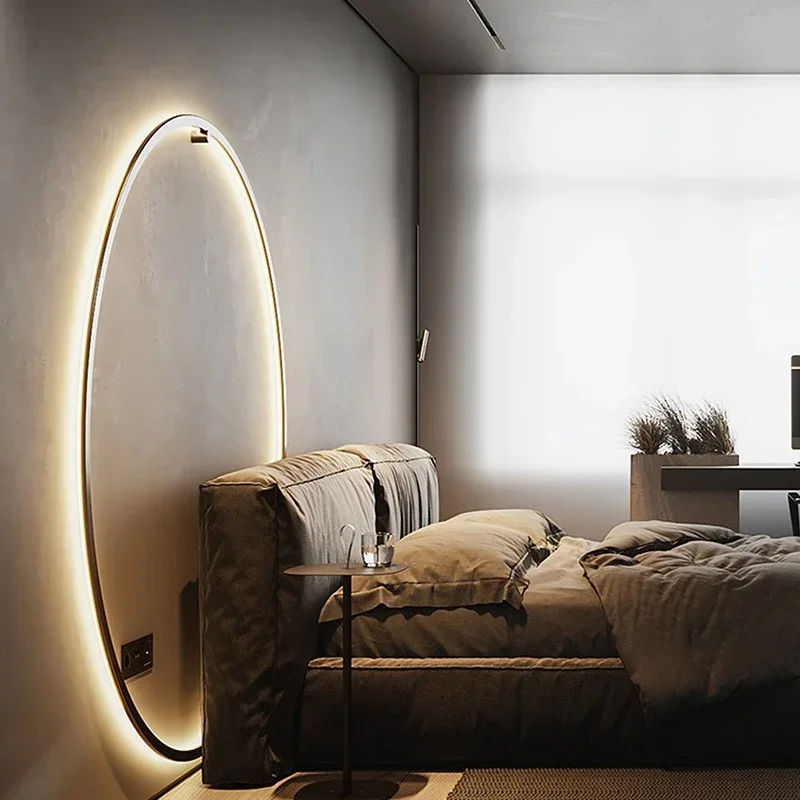 Modern Decor โคมไฟติดผนัง LED สำหรับห้องนอนบ้านห้องนั่งเล่น Nordic ออกแบบแหวนในร่ม USB ไฟเชิงเทียน Fixture