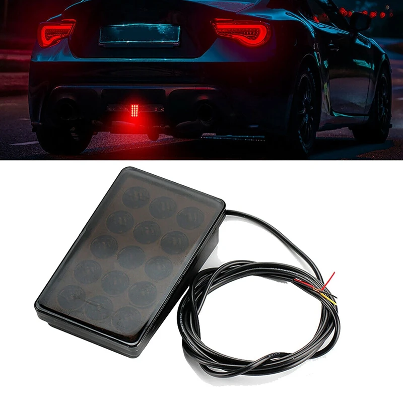 2X LED Car Brake Light 15LED F1 Style Universal Shell Pilot Light Car Rear Spoiler LED Brake Tail Light Black Shell