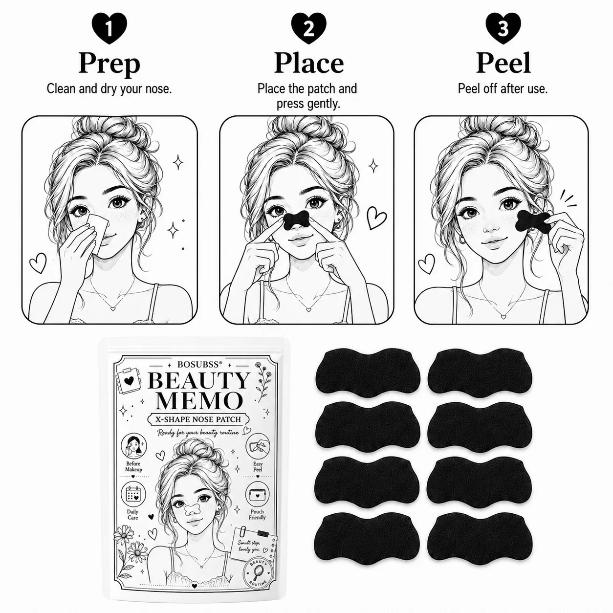 20/30Pcs Charcoal Nose Care Strips, Soft Fit Skin Routine Patch Set, Easy Home Use, Fresh Look, Travel Friendly view 6