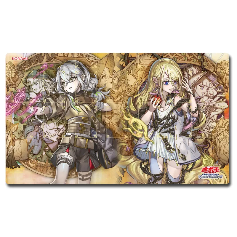 Yugioh White Forest Elzette & Risette Sinful Spoils speelmat, Yu-Gi-Oh TCG speelkaartmat, duelplaat, rubberen kaartmat.