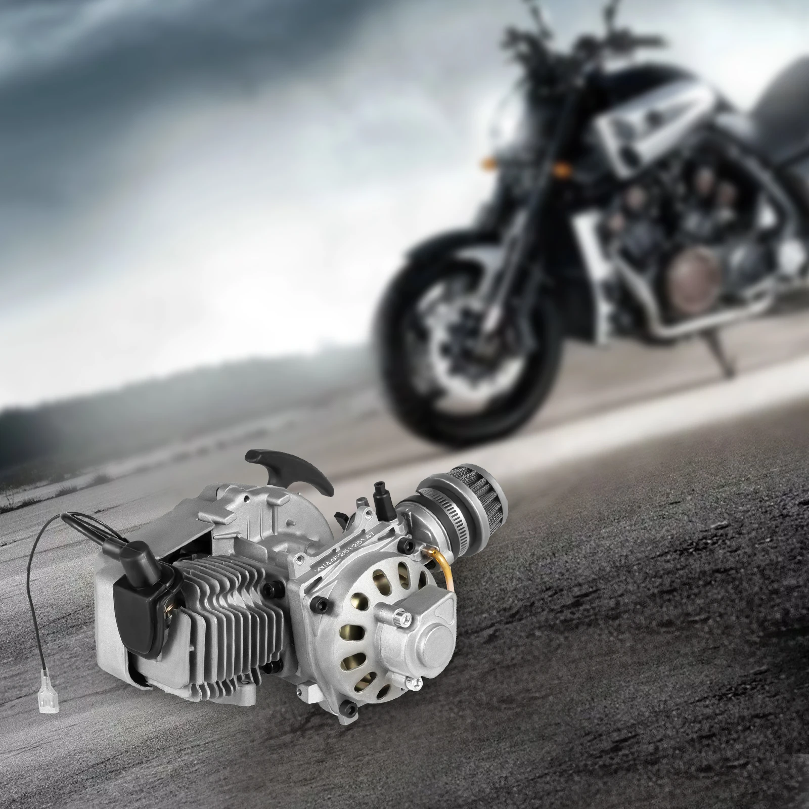 

Single Cylinder Pull Start Motor Engine Kit for 49.85CC 2-Stroke Pocket Bike, Mini Dirt Bike, Scooter, ATV