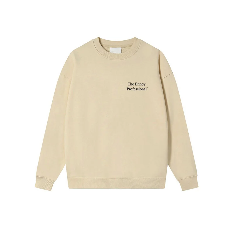 The Ennoy Professional Letter Embroidery Casual Round Neck Pullover Sweatshirt Japanese Men Women excellent Cotton Simple Hoodie