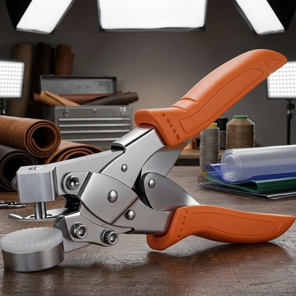 Metal Bag Punch Plier Compatible with Plastic PE Film Fabric Leather Paper Packaging Applications Up to 7mm Material Thickness