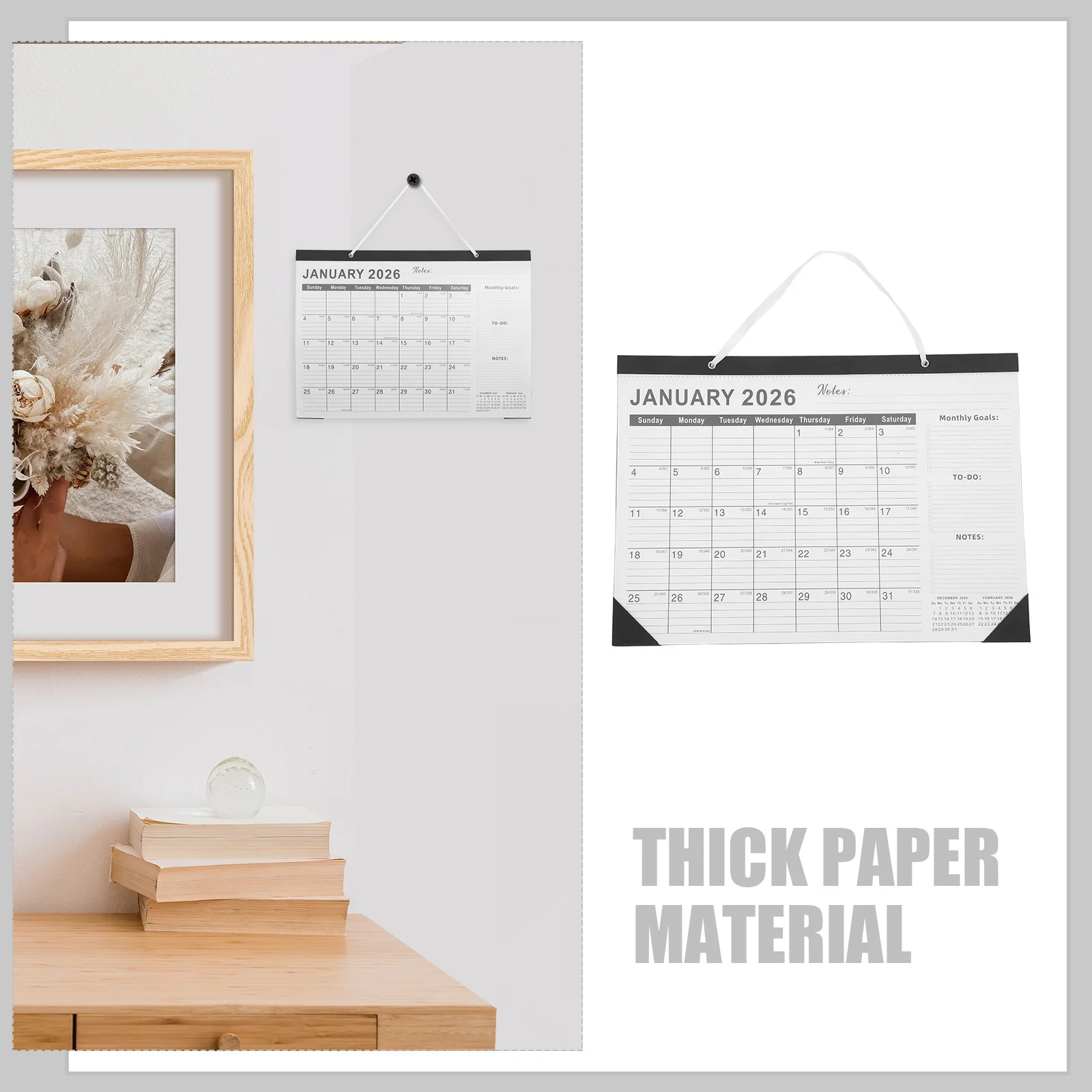 18 قطعة 18 شهرًا تقويم الحائط 2026-2027 من يناير إلى يونيو مخطط معلق كتل كبيرة للعطلات جدول شهري للأعمال العائلية #2