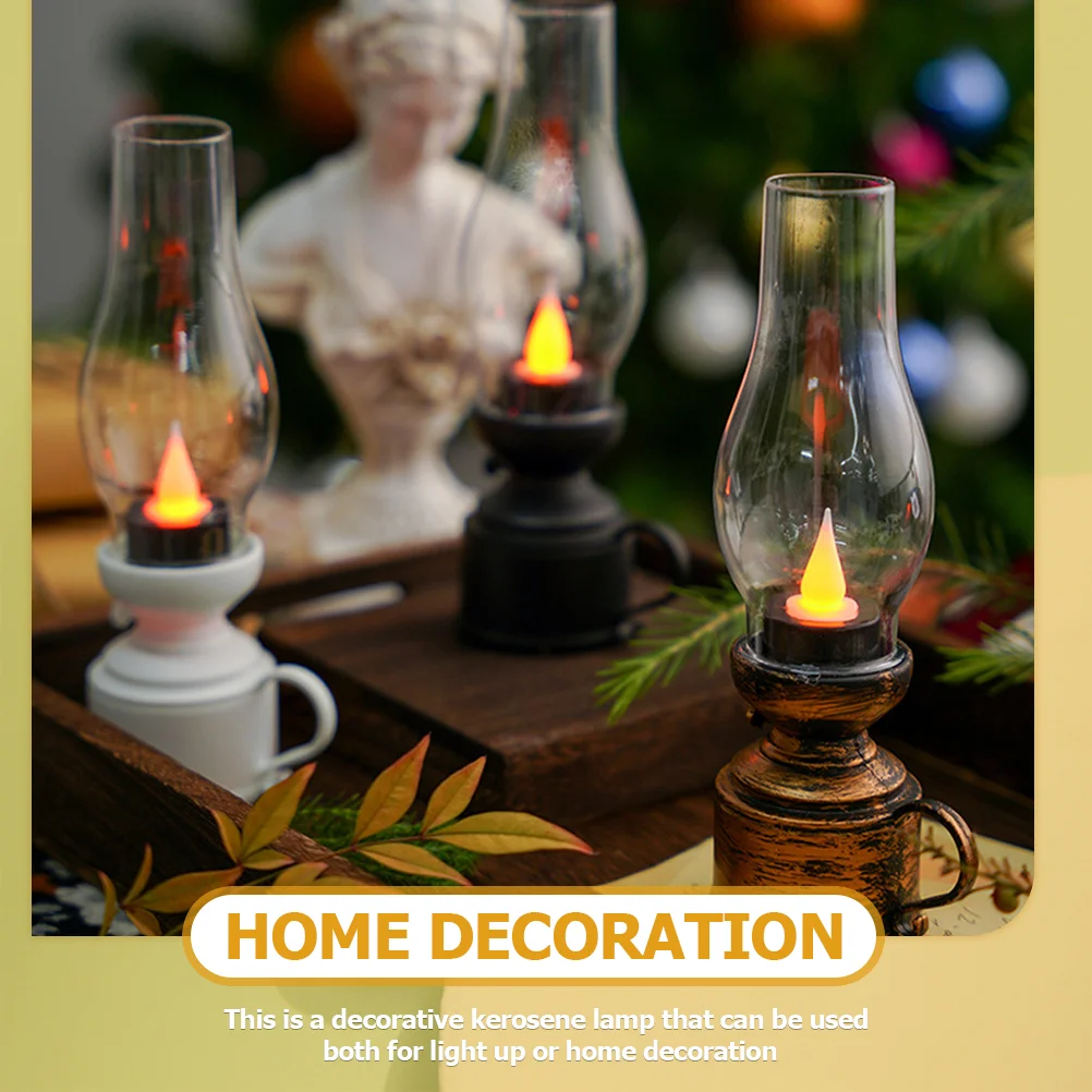 Electronic Kerosene Lamp Decorative Oil Lantern LED Lamps for Indoor Use Retro Flameless