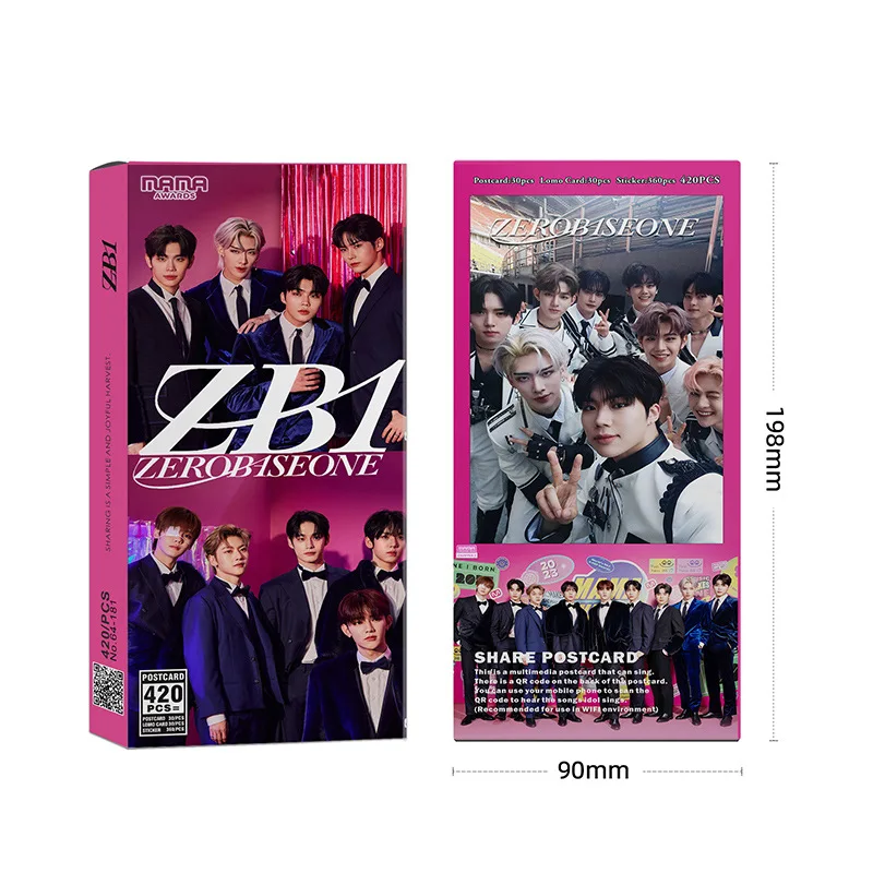 420Pcs/Box Kpop ZEROBASEONE Share Postcards Photocards Stickers Set ZB1 Gunwook Gyuvin Taerae Dance Stage Lomo Cards Fans Gifts