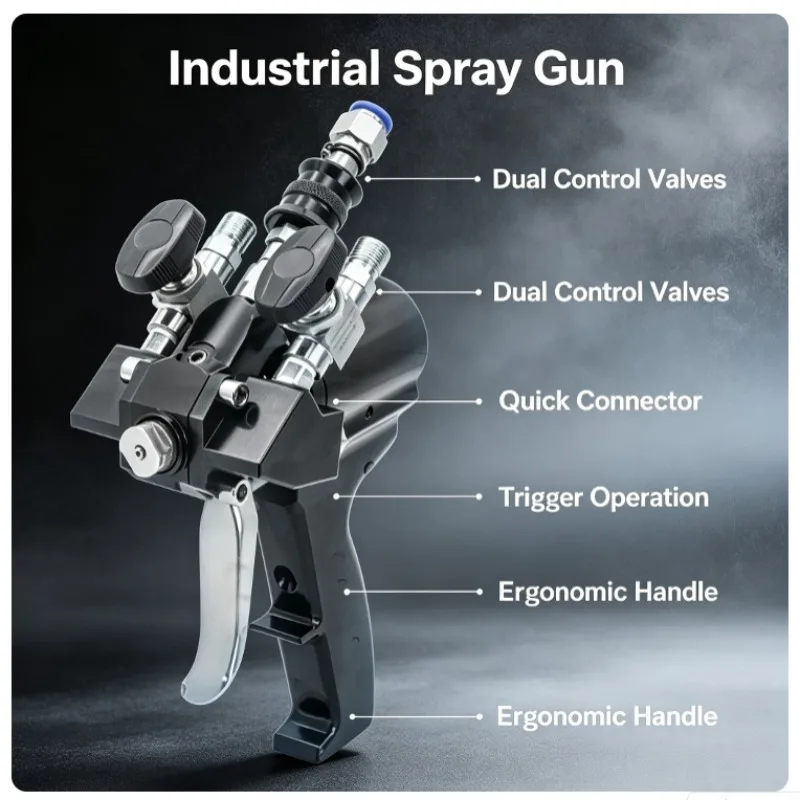 High Pressure Polyurethane Spray Gun, 1:1 Ratio Two Component Polyurea Spraying Gun for Material Coating Construction Work