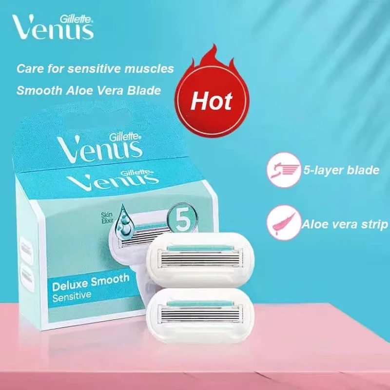 Gillette Venus Recambio de cuchillas de afeitar de 5 capas, barra de jabón para pieles sensibles, extra suave, para afeitado corporal de mujeres