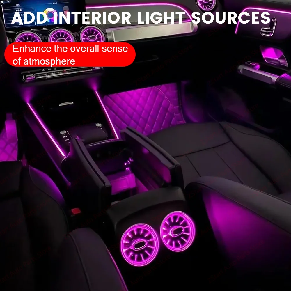 Auto-Umgebungslicht für Mercedes-Benz W177 W118 W246 CLA, 64 Farben, LED-beleuchtete Atmosphäre, Umgebungslicht, fortschrittlicher Luftauslass