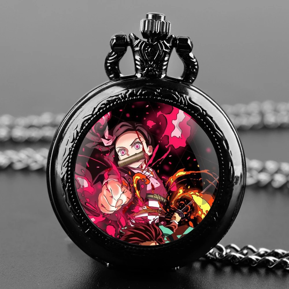الجحيم شيطان مصاص دماء أنثى شبح أنيمي الوقت جوهرة ساعة جيب كوارتز ريترو الشرير الرجال والنساء ساعة موضة قلادة هدية