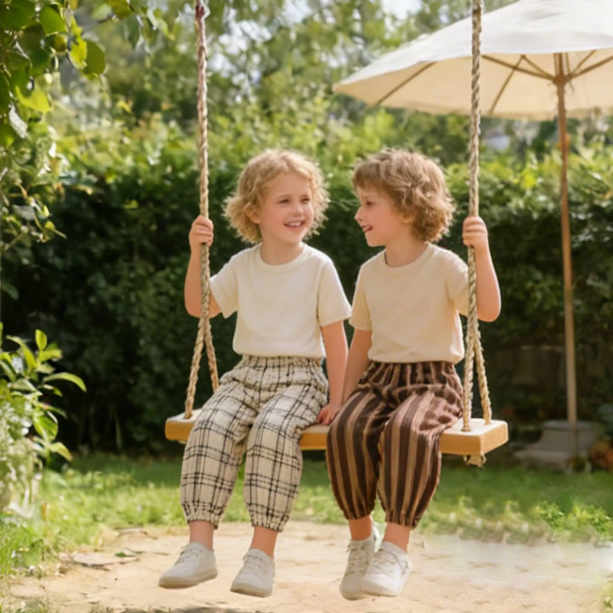 

Spring Baby Loose Boys Pants 2026 Children Casual Pants Plaid Stripe Boy Girls Kids Fashion Trousers Toddler Boys Cotton Pants