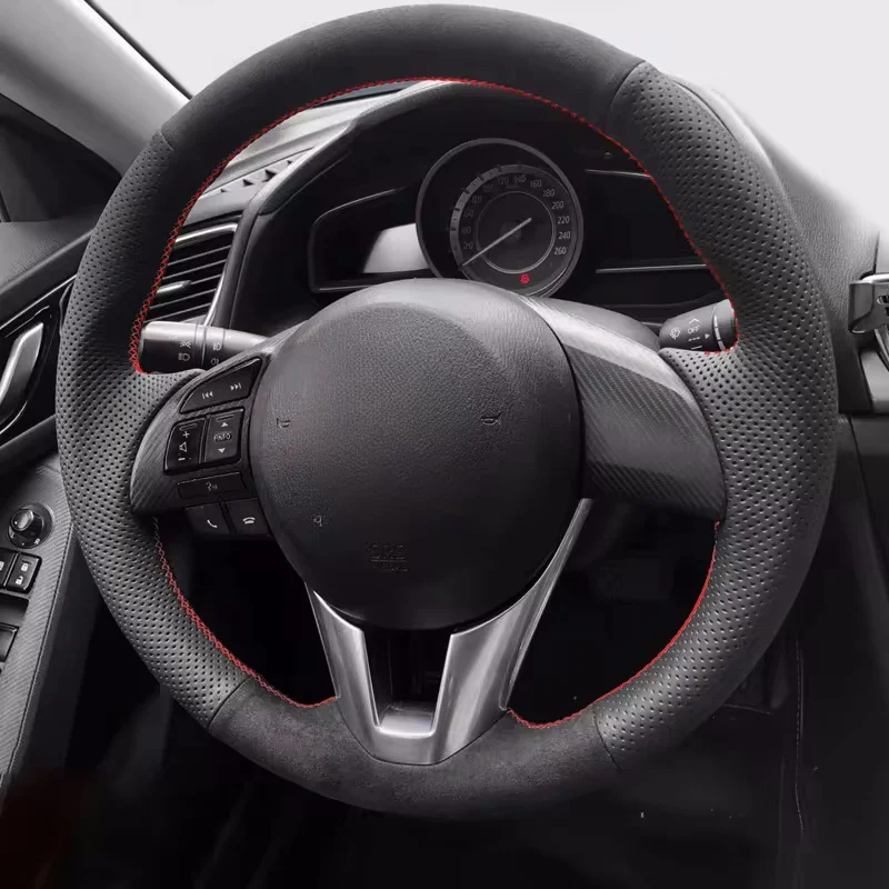 

Для Mazda 3 Axela Mazda 6 Atenza Mazda 2 Сделай Сам прошитая вручную черная натуральная кожа замша