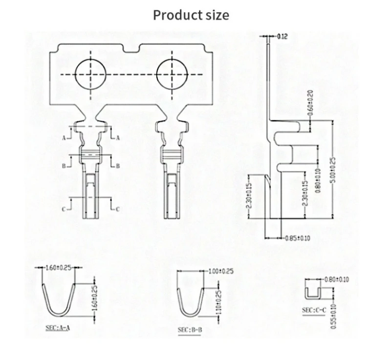 Terminais banhados a borracha GH1.25, Terminais de Crimp Pitch Reed Bullet, 100pcs