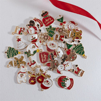 Randomly 10/20/30PCS Mixed Style Enamel Christmas Charms Snowman Santa Tree Penguin Reindeer Pendant For DIY Jewelry Accessories