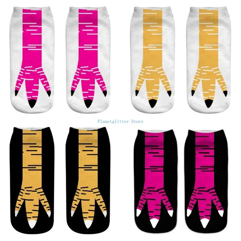 

652B Quirky Funny Printed Chicken Claw Graphics Ankle Socks with High Stretch Comfort for Everyday Use and Parties Event