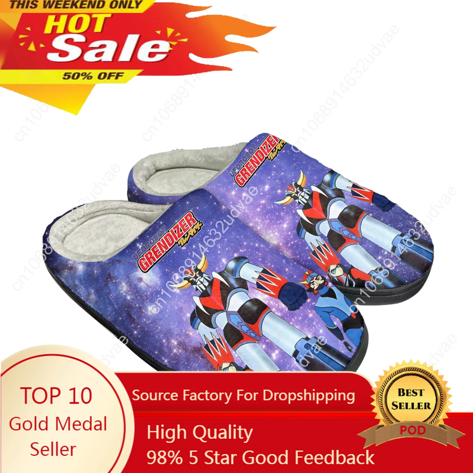 

UFO Robot Grendizer Cotton Slippers Mens Womens Plush Sandals Casual Keep Warm Shoes Thermal Slipper Home Omdoor Custom Shoes