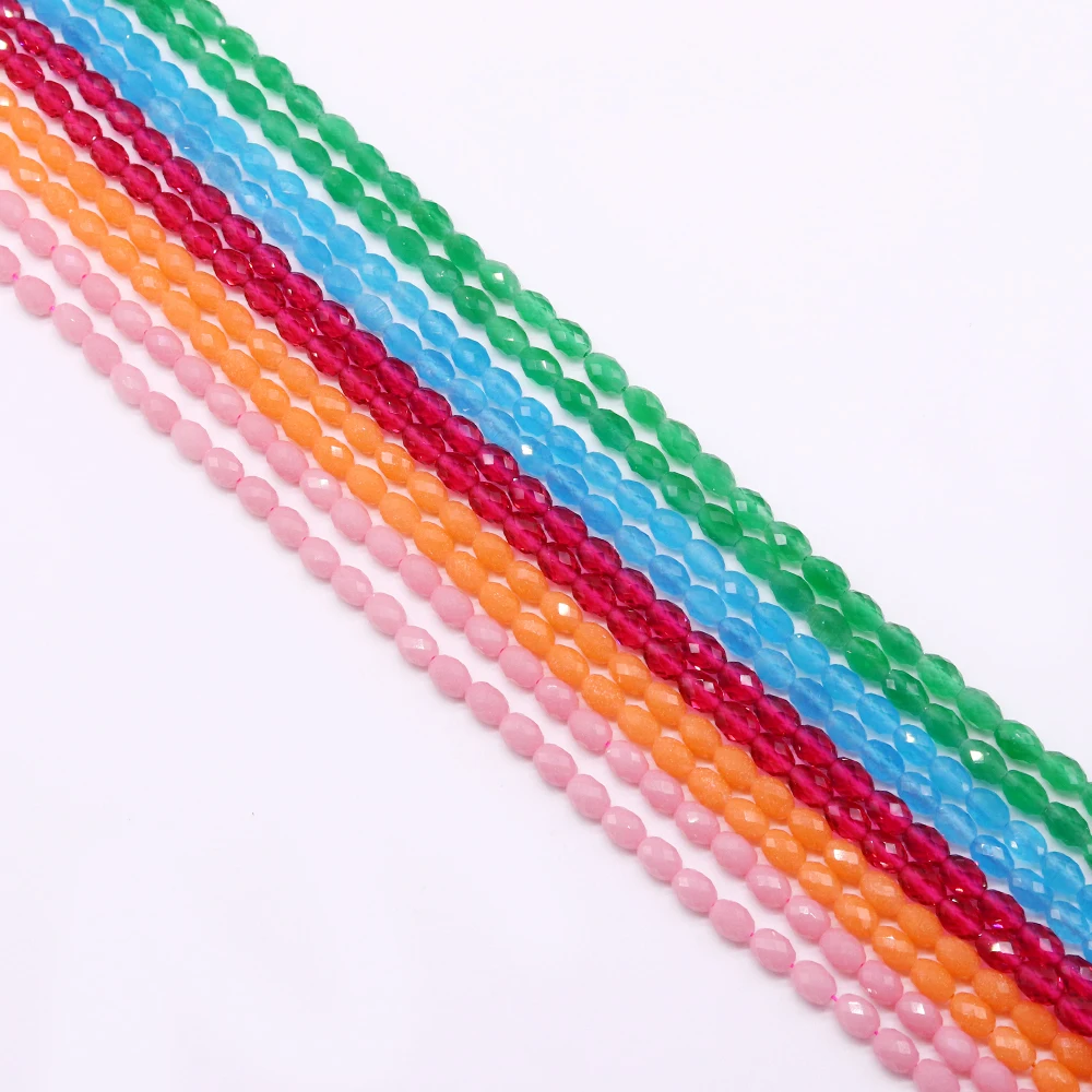 

5x7mm Natural Stone Beads Rice Shaped Faceted Loose Spacer Bead 1 Strand DIY Making Necklace Bracelet Jewelry Accessories