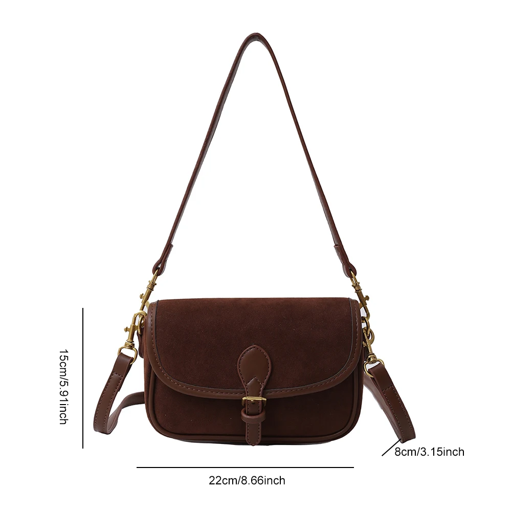 Korean Fashion New Small Square Bag Shoulder Bags Brown Niche Retro Suede Surface Leisure Versatile Trend Lady Crossbody Bags