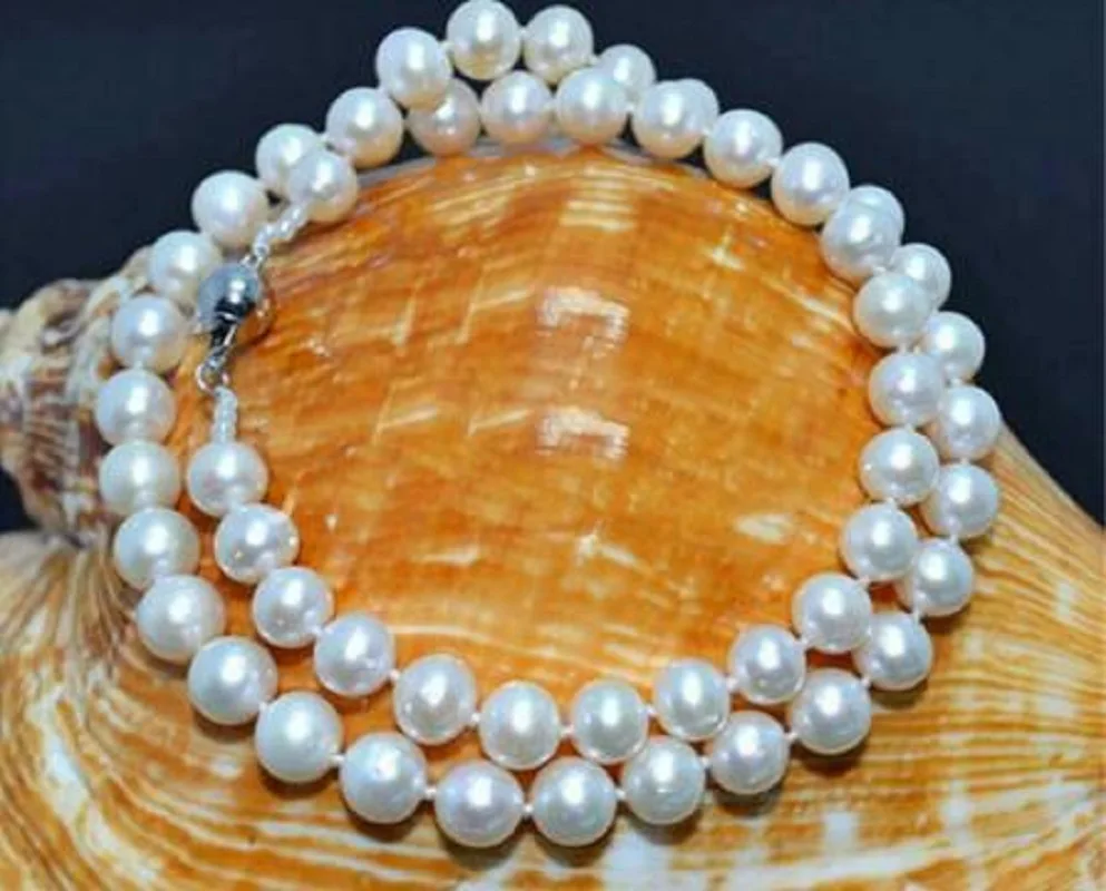 New 8-9mm Natural White Akoya Pearl Necklace 18