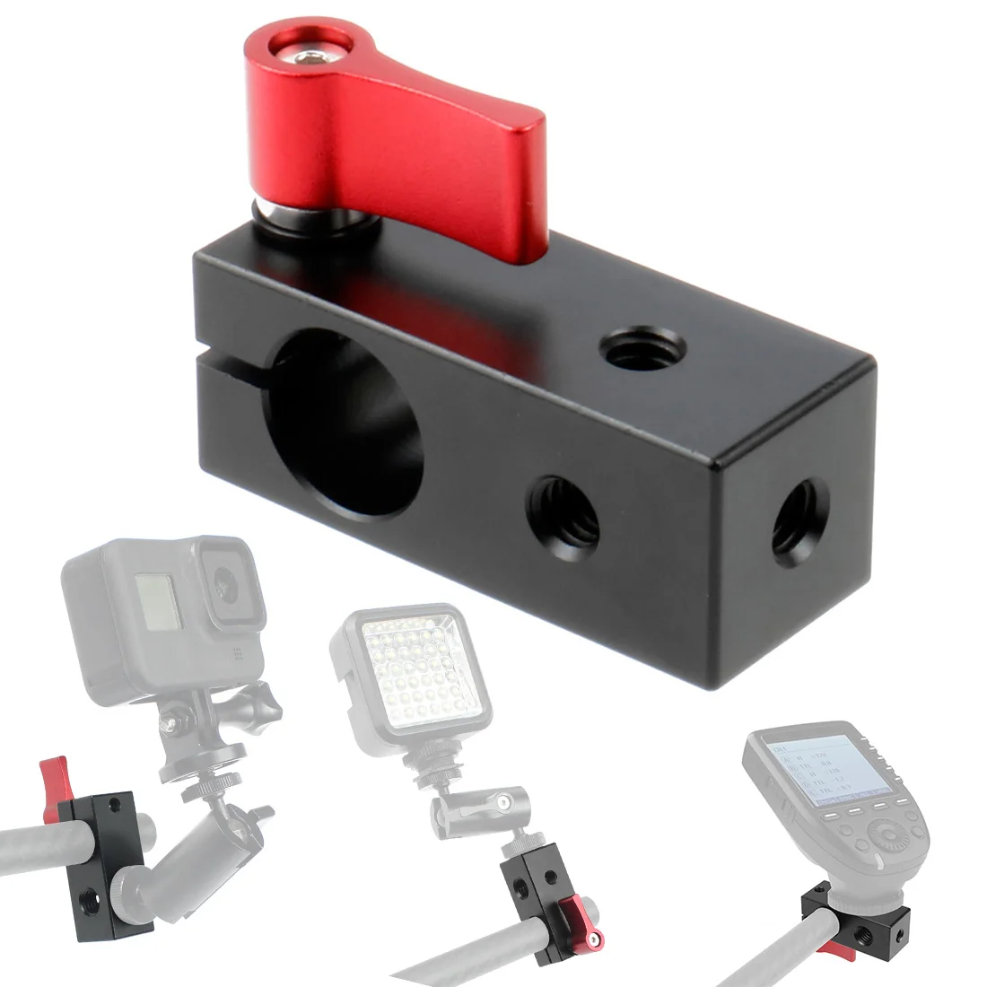 Einzel Rod Clamp 15mm Schiene Stecker Adapter Halterung mit 1/4 "-20 Gewinde Kalten Schuh Halterung für DSLR käfig Rig Mikrofon Licht Halter – Detail 5