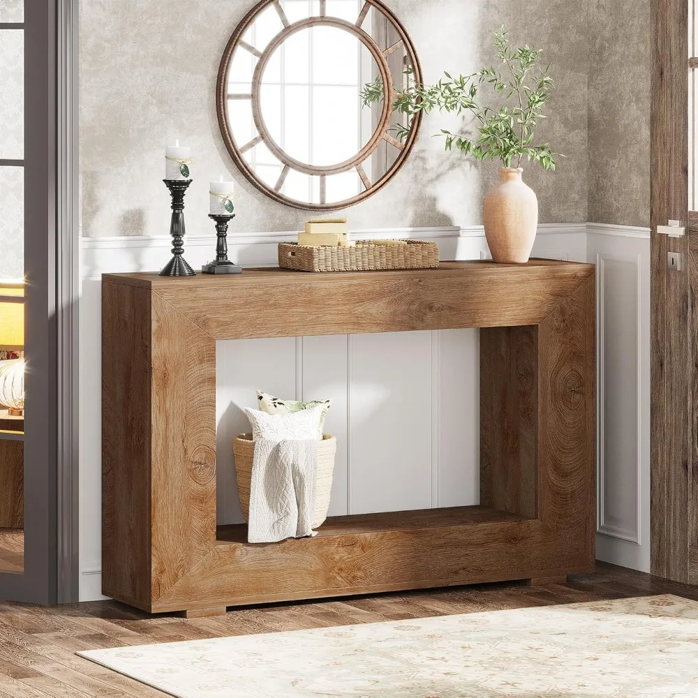 

Farmhouse Console Table, 47 Inches Entryway Console Table with Storage, Industrial Hallway Accent Table for Living Room, Entran