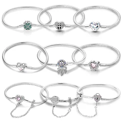 Pandach Bracelets 925 Silver Color Classic Love Forever Butterfly Star Bracelets For Women Charm Bead DIY Fine Jewelry 17CM-20CM