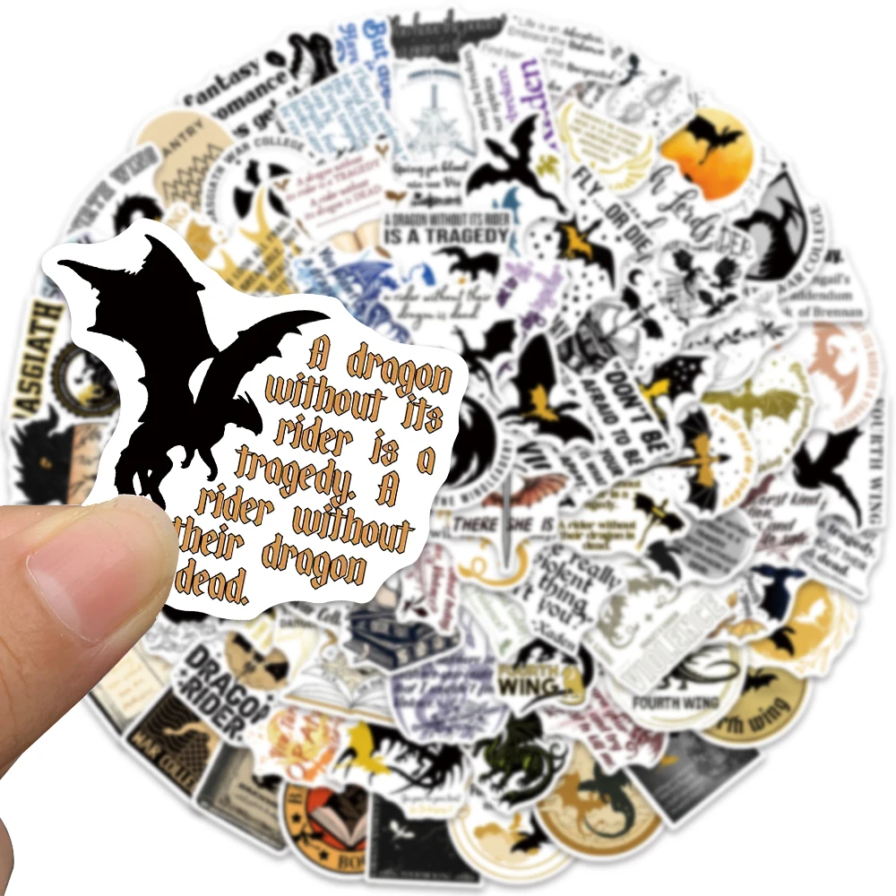 50/100pcs Classic Novel Fourth Wing Cartoon Stickers For Laptop Luggage Guitar Skateboard Waterproof Graffiti Vinyl Decals