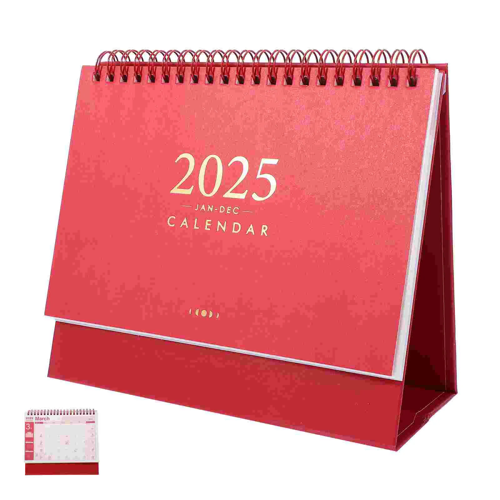 2025 Small Calendar Desk Desktop Decor Standing Flip Paper Teacher Office Monthly