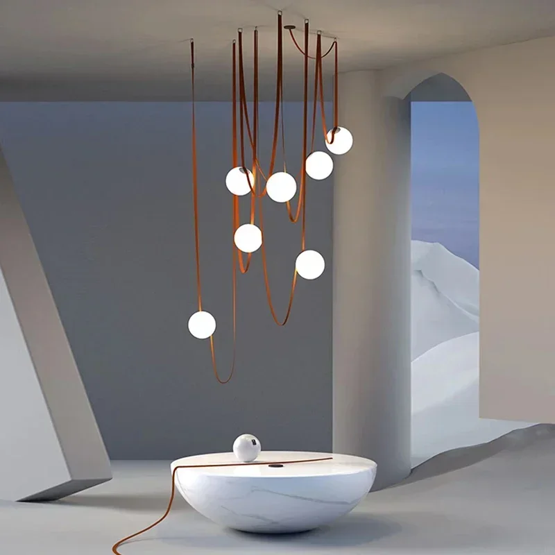 Imagem -05 - Luzes Led Minimalistas para Decoração de Casa Candelabro de Teto Faça Você Mesmo Modern Art Deco Lâmpada de Suspensão Longa Lâmpadas para Sala