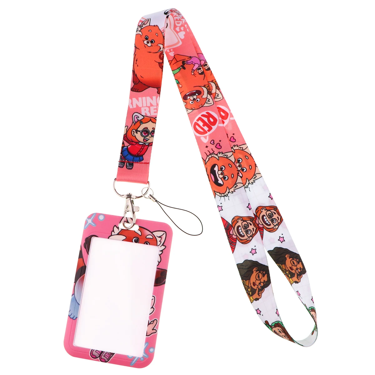 YQ1072 Movie Turning Red Keychain Lanyard Red Panda Phone Lanyard Girls Fashion Strap for ID Credit Card Holder Key Lariat Lasso