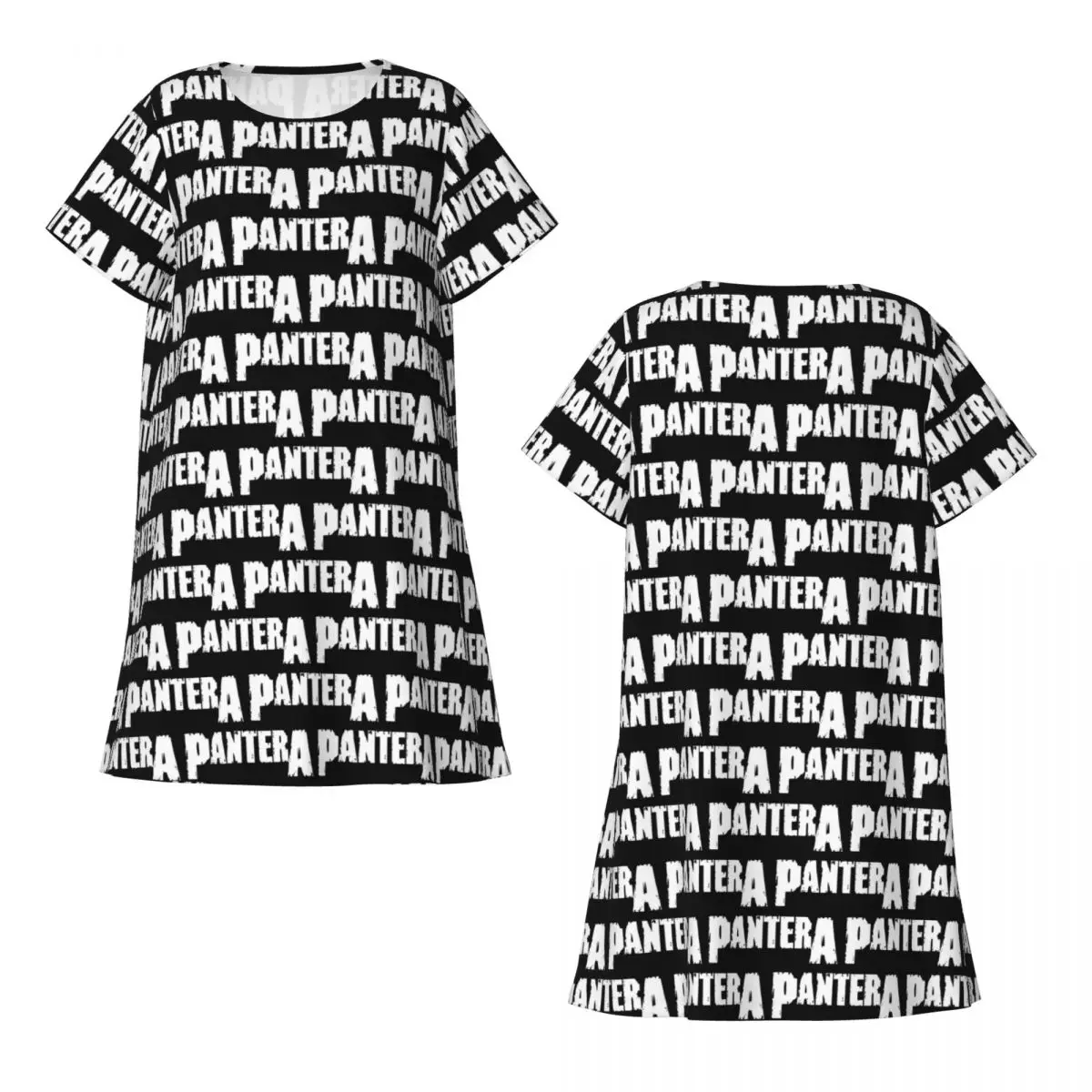 Pantera Heavy Metal Band Music Short Sleeves Nightdress Sleeping Sleepshirts Women Short Sleeve Nightgowns Soft Pajama Dress