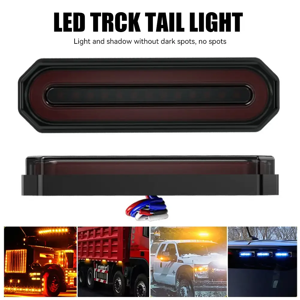 3 in 1 Motorcycle Led Brake Tail Lamp Turn Signal Light DRL Sequential Signal Lamps Taillight for Truck Trailer RV Cafe